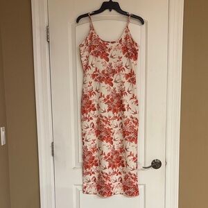 Grace Karin Red Floral Midi Tank Top Strtchy Dress M